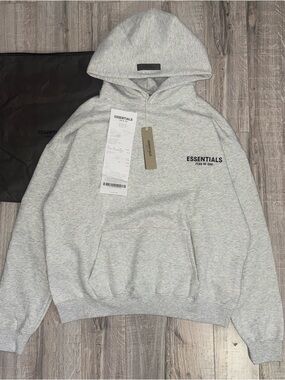 Essentials Fear of God Heather Light Gray Pullover Hoodie